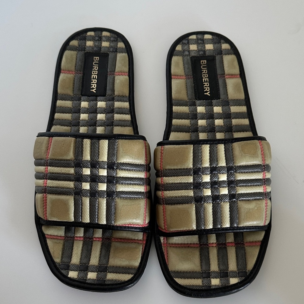 Burberry Alixa Quilted Checkered Slide Sandals - Picture 3 of 6